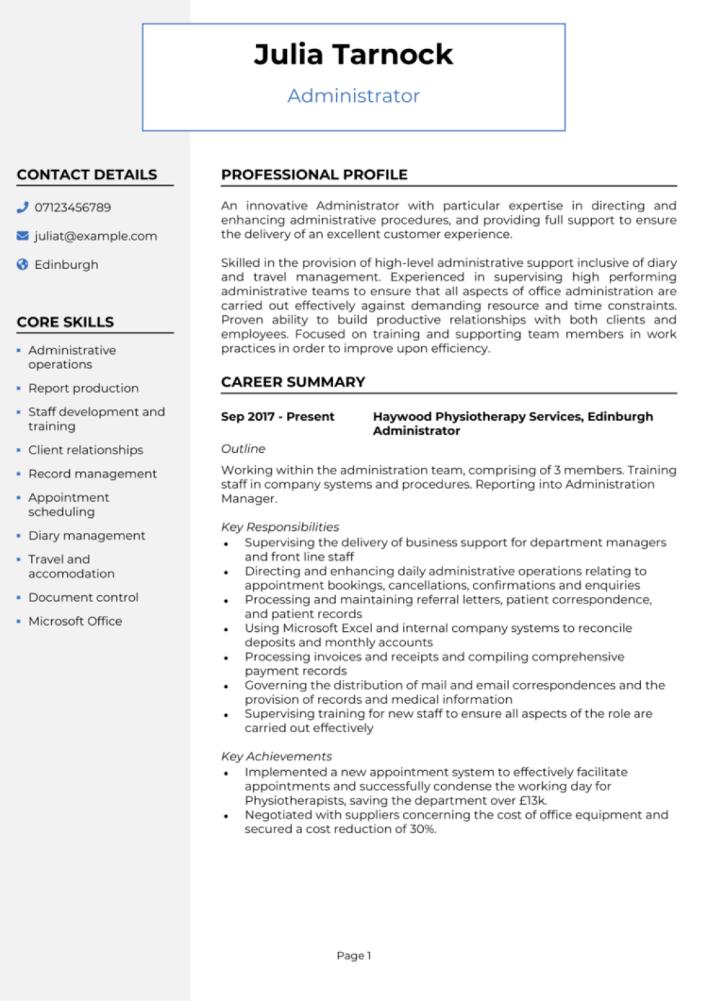 Picture of: ,+ good CV examples  July   All industries