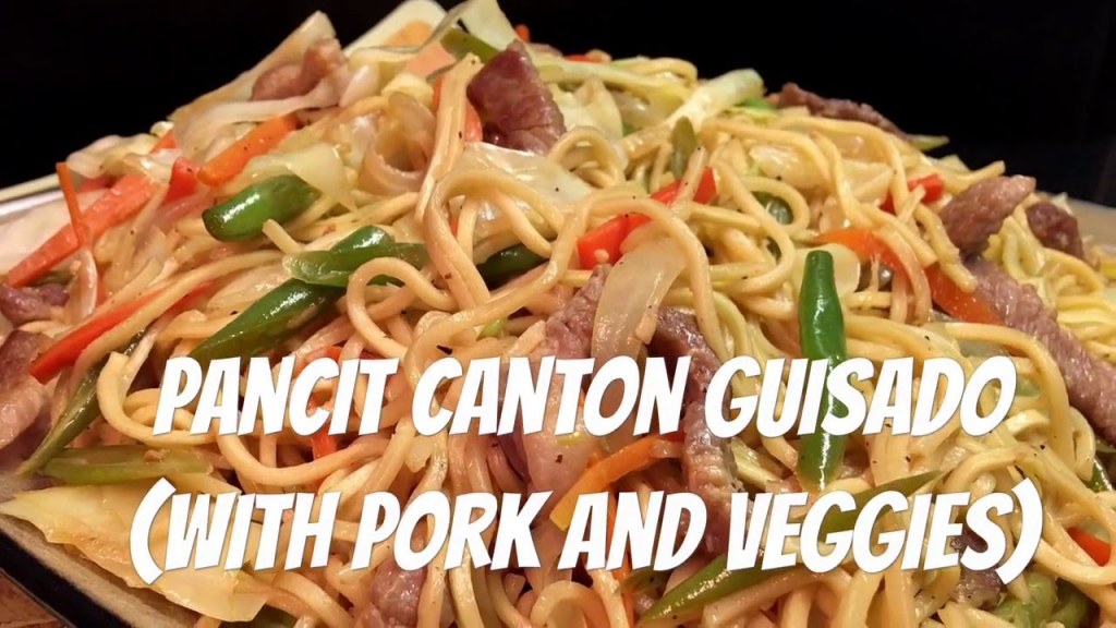 Picture of: Pancit Canton Guisado (Flour Stick With Pork and Veggies)